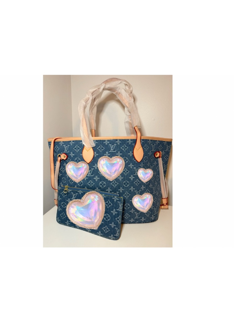 Denim Tote with Pouch